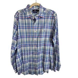 Vineyard Vines Mens Slim Fit Tucker Shirt Size M Plaid Preppy Career Office Work